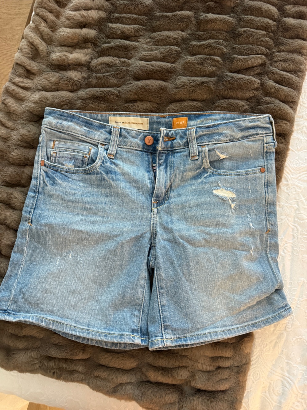 Pilcro and the Letterpress Light Blue Distressed Denim Shorts